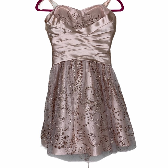 Hailey Logan Adrianna Papell Strapless Tulle Dress - Picture 2 of 12